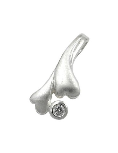 Hängsmycke 16x7mm Leaf-Like With Zirconia Matted Silver 925