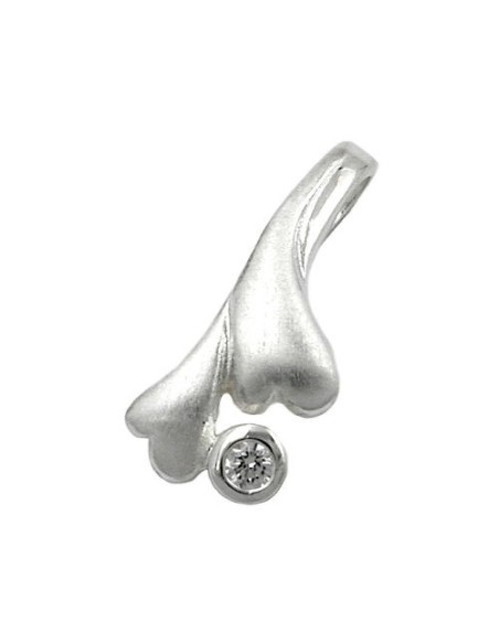 Hängsmycke 16x7mm Leaf-Like With Zirconia Matted Silver 925
