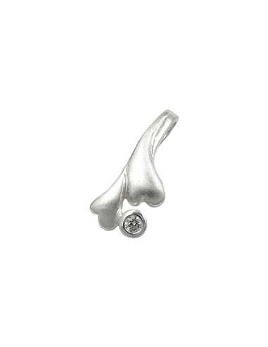 Hängsmycke 16x7mm Leaf-Like With Zirconia Matted Silver 925