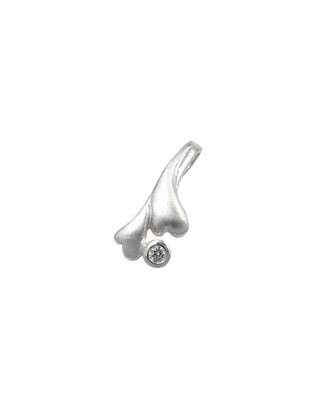 Hängsmycke 16x7mm Leaf-Like With Zirconia Matted Silver 925