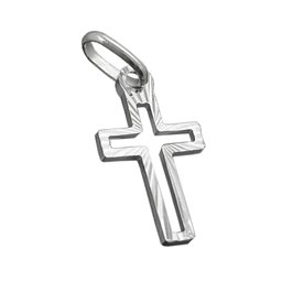 Hängsmycke 16x9mm Kors Diamond Cut Middle Punched Out Silver 925