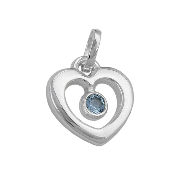 Hängsmycke 17x16mm Heart Synthetic Blue Topaz Shiny Silver 925