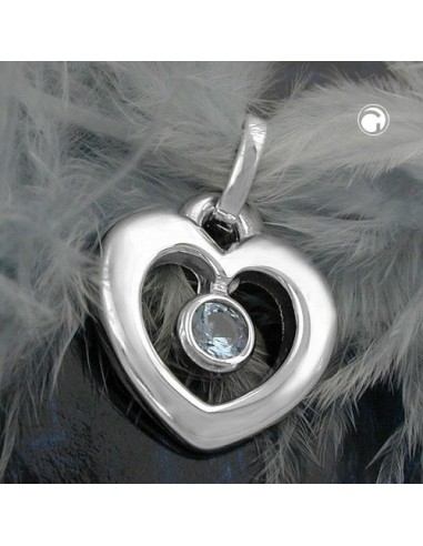 Hängsmycke 17x16mm Heart Synthetic Blue Topaz Shiny Silver 925