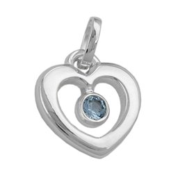 Hängsmycke 17x16mm Heart Synthetic Blue Topaz Shiny Silver 925