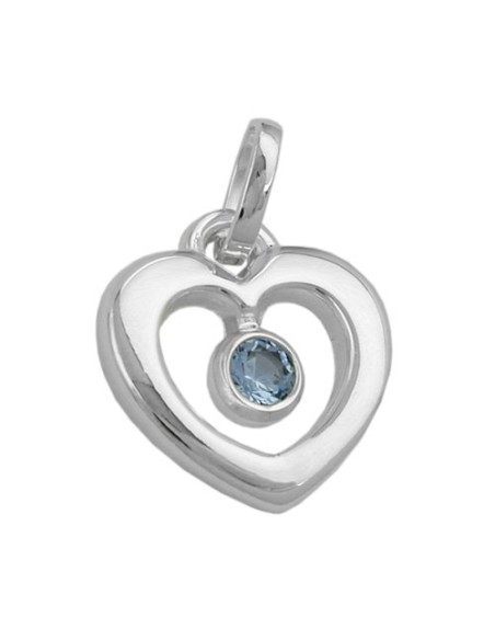 Hängsmycke 17x16mm Heart Synthetic Blue Topaz Shiny Silver 925