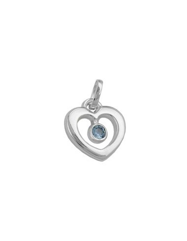 Hängsmycke 17x16mm Heart Synthetic Blue Topaz Shiny Silver 925