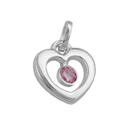 Hängsmycke 17x16mm Heart With Zirconia Pink Silver 925