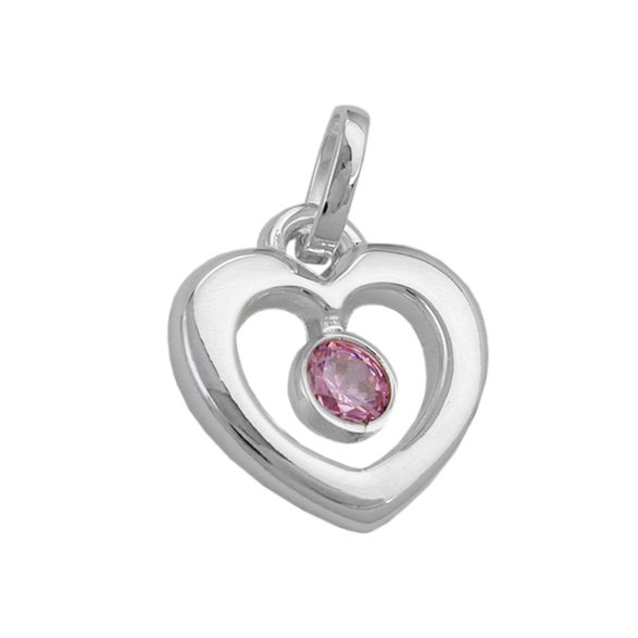 Hängsmycke 17x16mm Heart With Zirconia Pink Silver 925