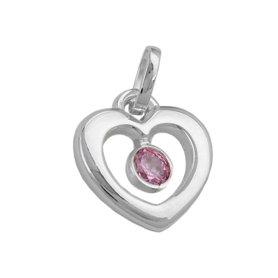 Hängsmycke 17x16mm Heart With Zirconia Pink Silver 925