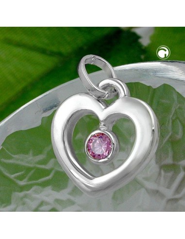 Hängsmycke 17x16mm Heart With Zirconia Pink Silver 925
