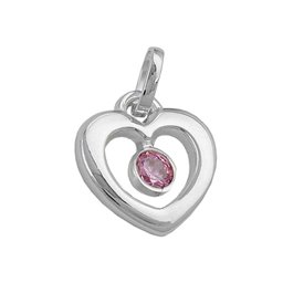 Hängsmycke 17x16mm Heart With Zirconia Pink Silver 925