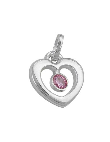 Hängsmycke 17x16mm Heart With Zirconia Pink Silver 925
