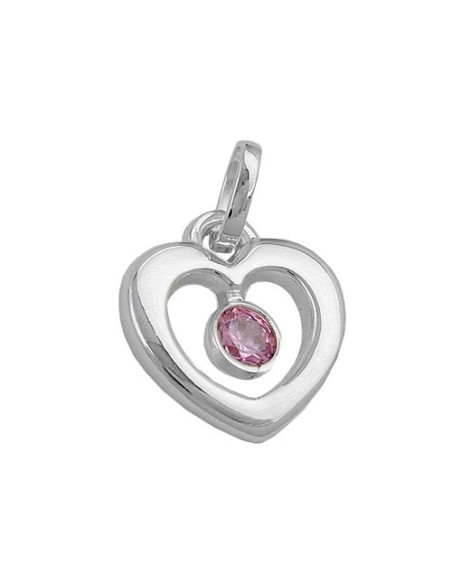 Hängsmycke 17x16mm Heart With Zirconia Pink Silver 925