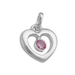 Hängsmycke 17x16mm Heart With Zirconia Pink Silver 925