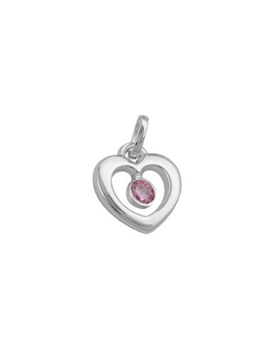 Hängsmycke 17x16mm Heart With Zirconia Pink Silver 925