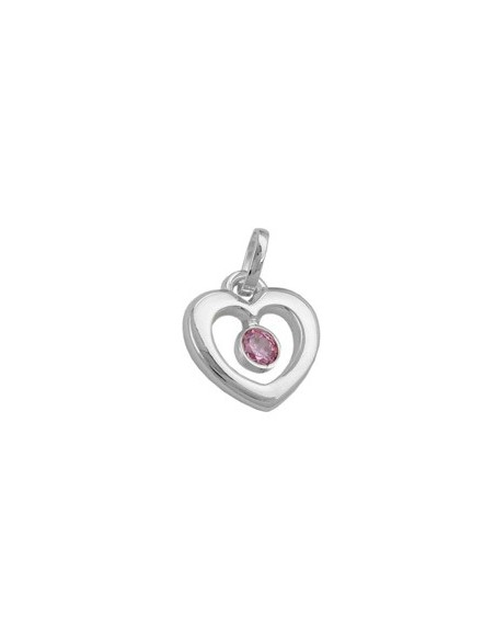 Hängsmycke 17x16mm Heart With Zirconia Pink Silver 925