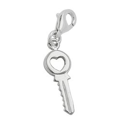 Hängsmycke 17x7mm Berlock Security Key With Heart Silver 925