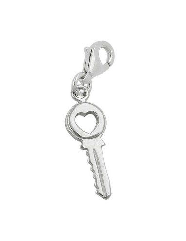 Hängsmycke 17x7mm Berlock Security Key With Heart Silver 925