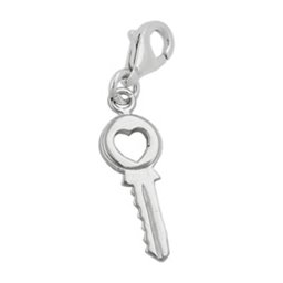 Hängsmycke 17x7mm Berlock Security Key With Heart Silver 925