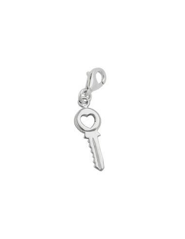 Hängsmycke 17x7mm Berlock Security Key With Heart Silver 925