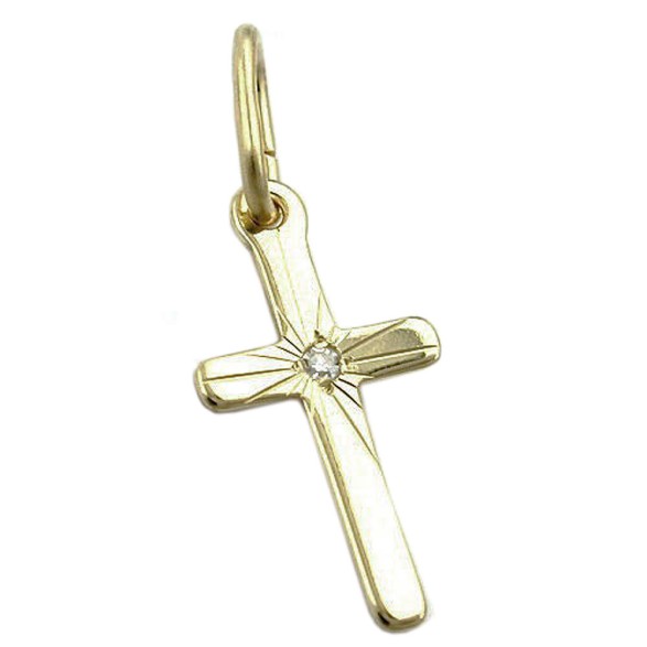 pendant cross diamond cut 8k gold