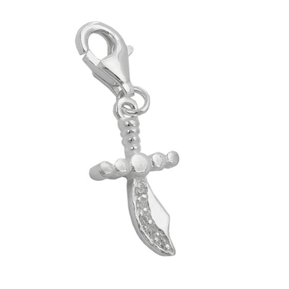 Hängsmycke 19x10mm Berlock Scimitar With Zirconias Shiny Silver 925