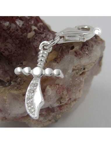 Hängsmycke 19x10mm Berlock Scimitar With Zirconias Shiny Silver 925