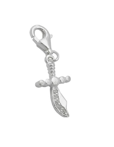 Hängsmycke 19x10mm Berlock Scimitar With Zirconias Shiny Silver 925