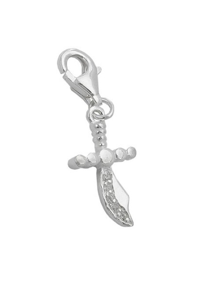 Hängsmycke 19x10mm Berlock Scimitar With Zirconias Shiny Silver 925