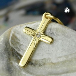 pendant cross diamond cut 8k gold