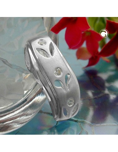 Hängsmycke 19x8mm Floral Openwork 3xzirconias Silver 925