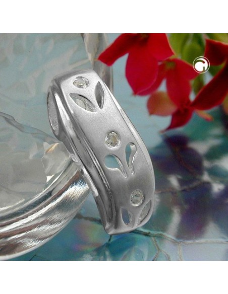 Hängsmycke 19x8mm Floral Openwork 3xzirconias Silver 925