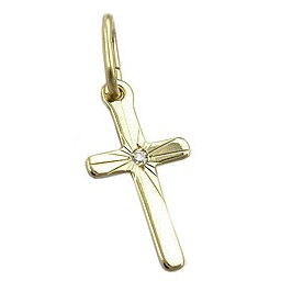 pendant cross diamond cut 8k gold