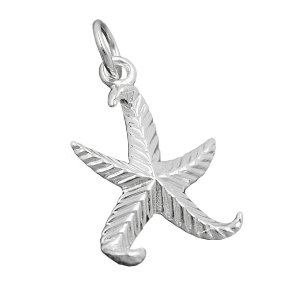 Hängsmycke 20mm Starfish Patterned Silver 925