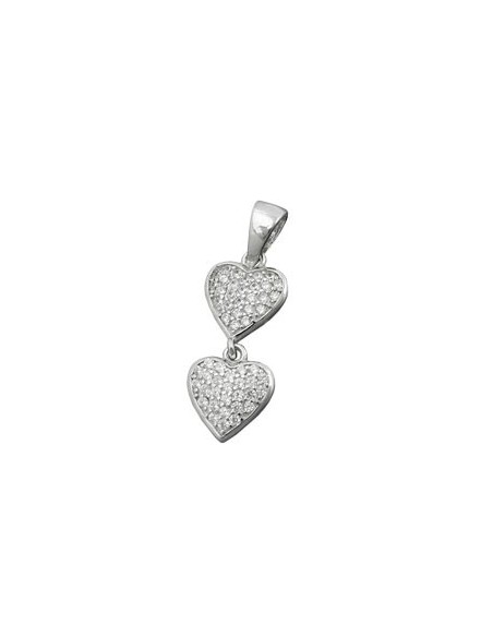 Hängsmycke 20x8mm 2 Hearts With Zirconias Silver 925