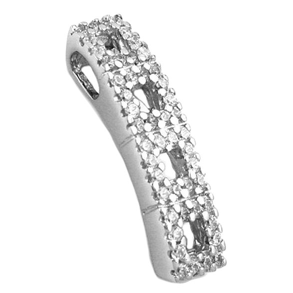 Hängsmycke 21x5mm With Zirconias Shiny Rhodium Plated Silver 925