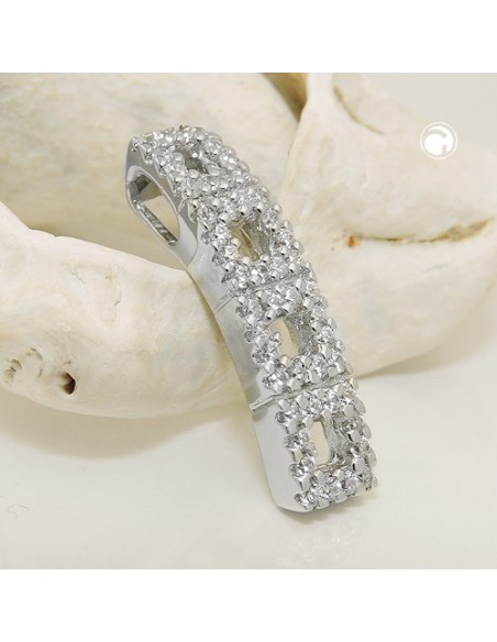 Hängsmycke 21x5mm With Zirconias Shiny Rhodium Plated Silver 925