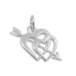 Hängsmycke 23x12mm Double Heart With Cupid Arrow Silver 925