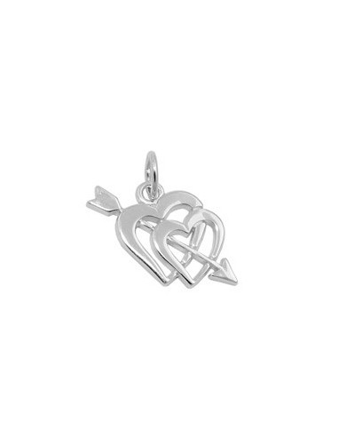 Hängsmycke 23x12mm Double Heart With Cupid Arrow Silver 925