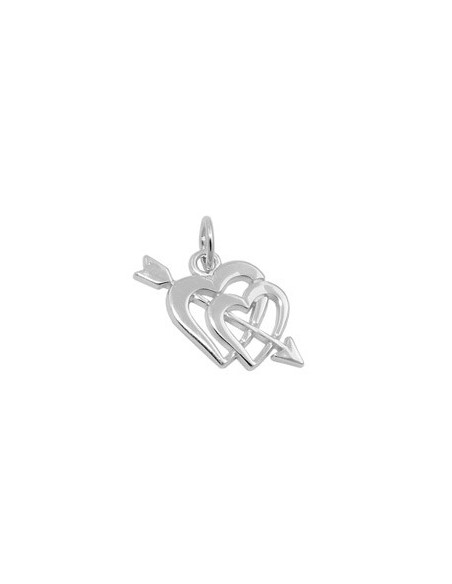 Hängsmycke 23x12mm Double Heart With Cupid Arrow Silver 925