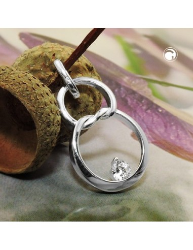 Hängsmycke 23x15mm Double Circle Eight With Zirconia Silver 925