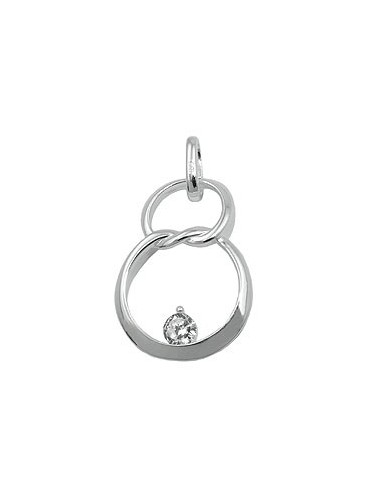 Hängsmycke 23x15mm Double Circle Eight With Zirconia Silver 925