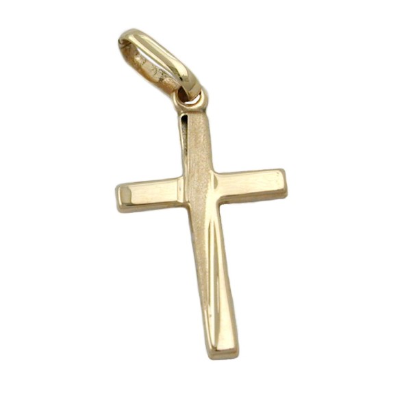 pendant 22x13mm cross matte shiny 9k gold