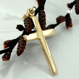 pendant 22x13mm cross matte shiny 9k gold