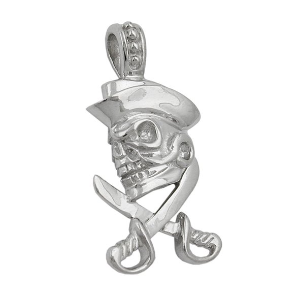 Hängsmycke 25x12mm Skull With Pirate Hat Silver 925
