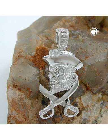 Hängsmycke 25x12mm Skull With Pirate Hat Silver 925