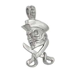 Hängsmycke 25x12mm Skull With Pirate Hat Silver 925