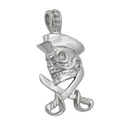 Hängsmycke 25x12mm Skull With Pirate Hat Silver 925