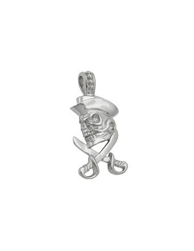 Hängsmycke 25x12mm Skull With Pirate Hat Silver 925