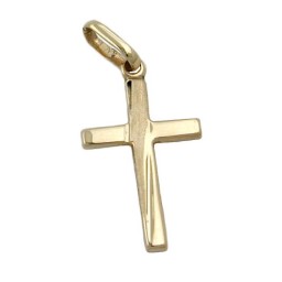 pendant 22x13mm cross matte shiny 9k gold